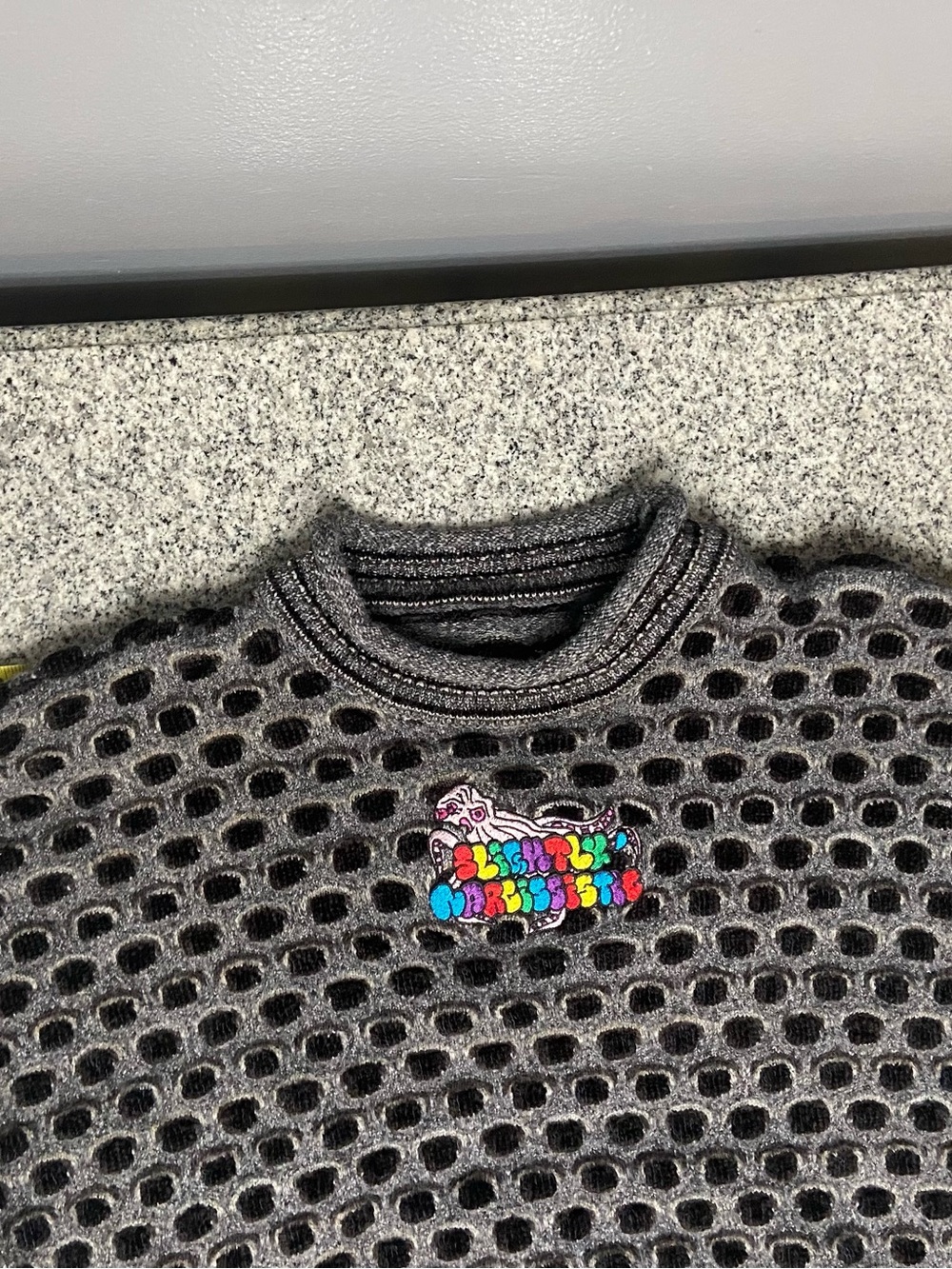 Textured Bubble Knit Sweater Wool Mohair Blend Gray Black XL 1980s-90s Kitchy - Picture 14 of 17